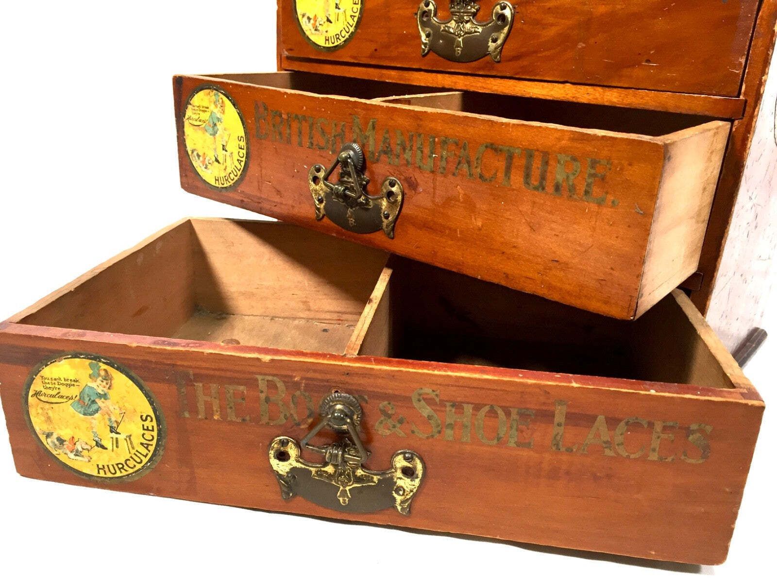 photo for sale Antique Advertising Hurculaces Haberdashery Shop Counter Drawers Cabinet C1930