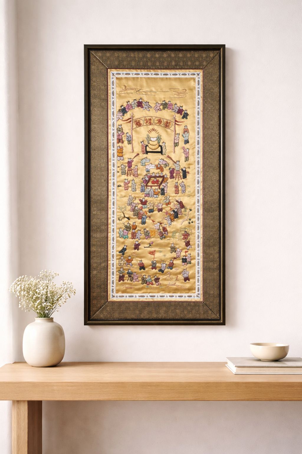 Vintage 20th Century Chinese Silk Embroidery Hundred Boys. photo for sale