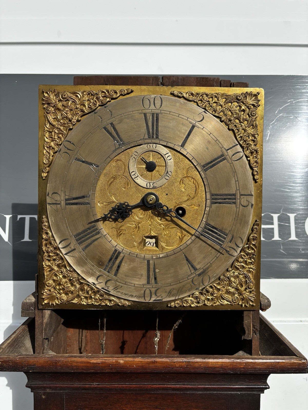 8 Day Longcase Clock, Stevenson Of Stafford. Brass Face. photo furniture