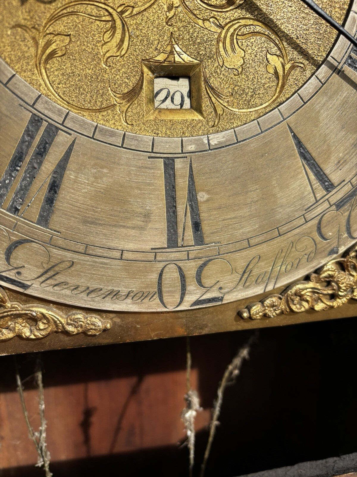 8 Day Longcase Clock, Stevenson Of Stafford. Brass Face. photo for sale