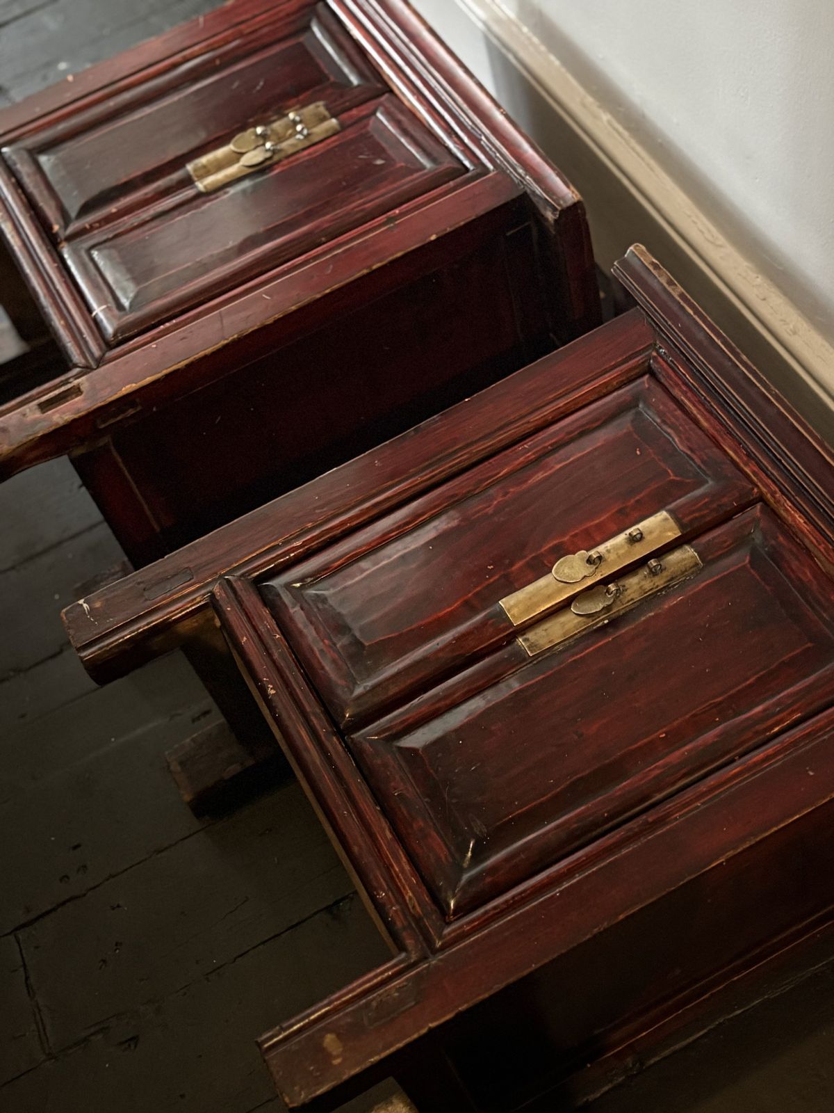 Turn Of The Century Lacquered Little Bedside Tables, China Circa 1905 photo Furniture