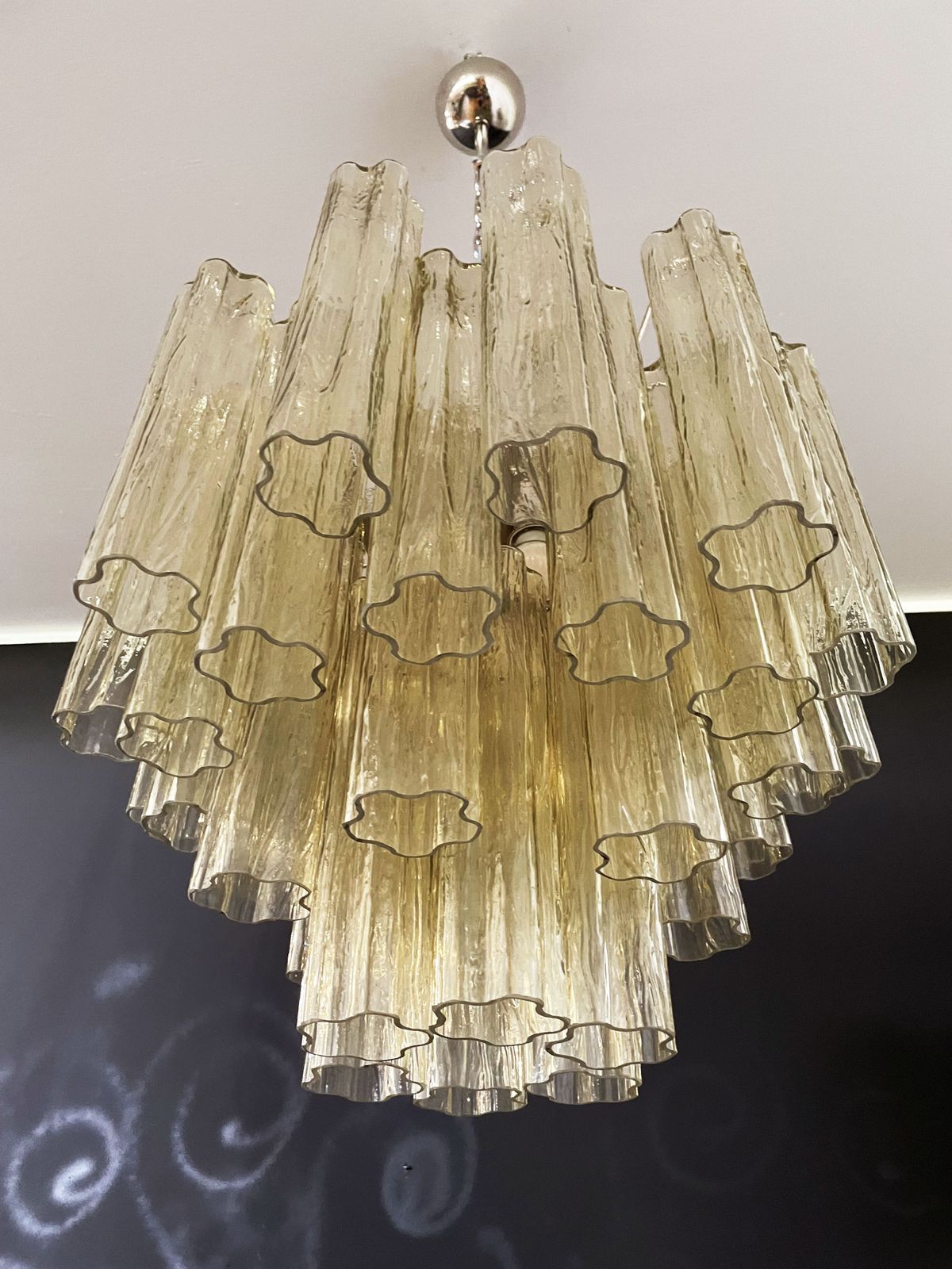 Fantastic Murano Glass Tube Chandelier   36 Clear Amber Glass Tube photo furniture