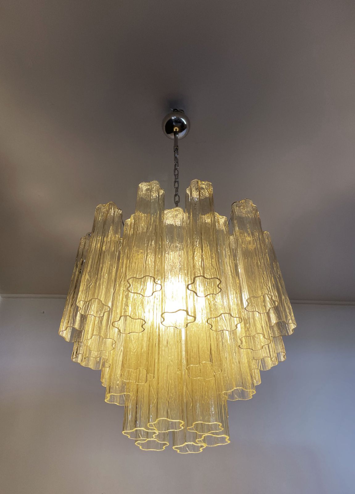 photo for sale Fantastic Murano Glass Tube Chandelier   36 Clear Amber Glass Tube