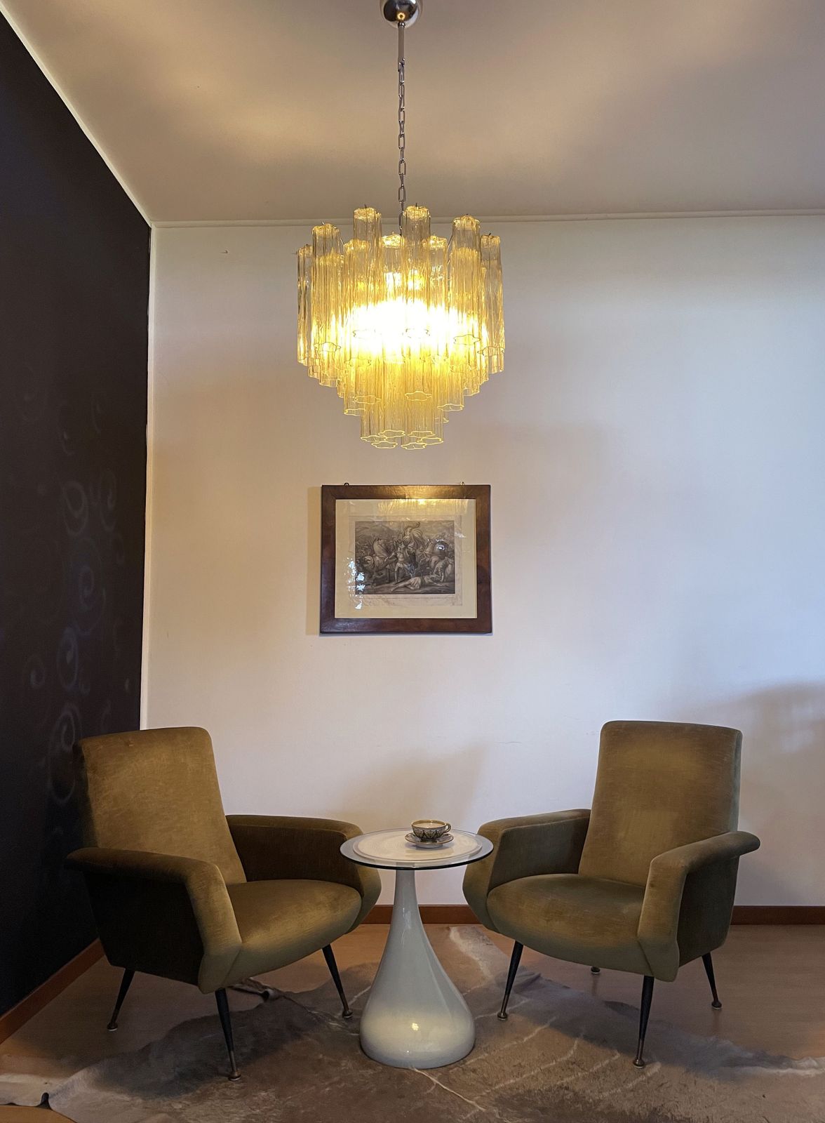 Lighting Fantastic Murano Glass Tube Chandelier   36 Clear Amber Glass Tube photo