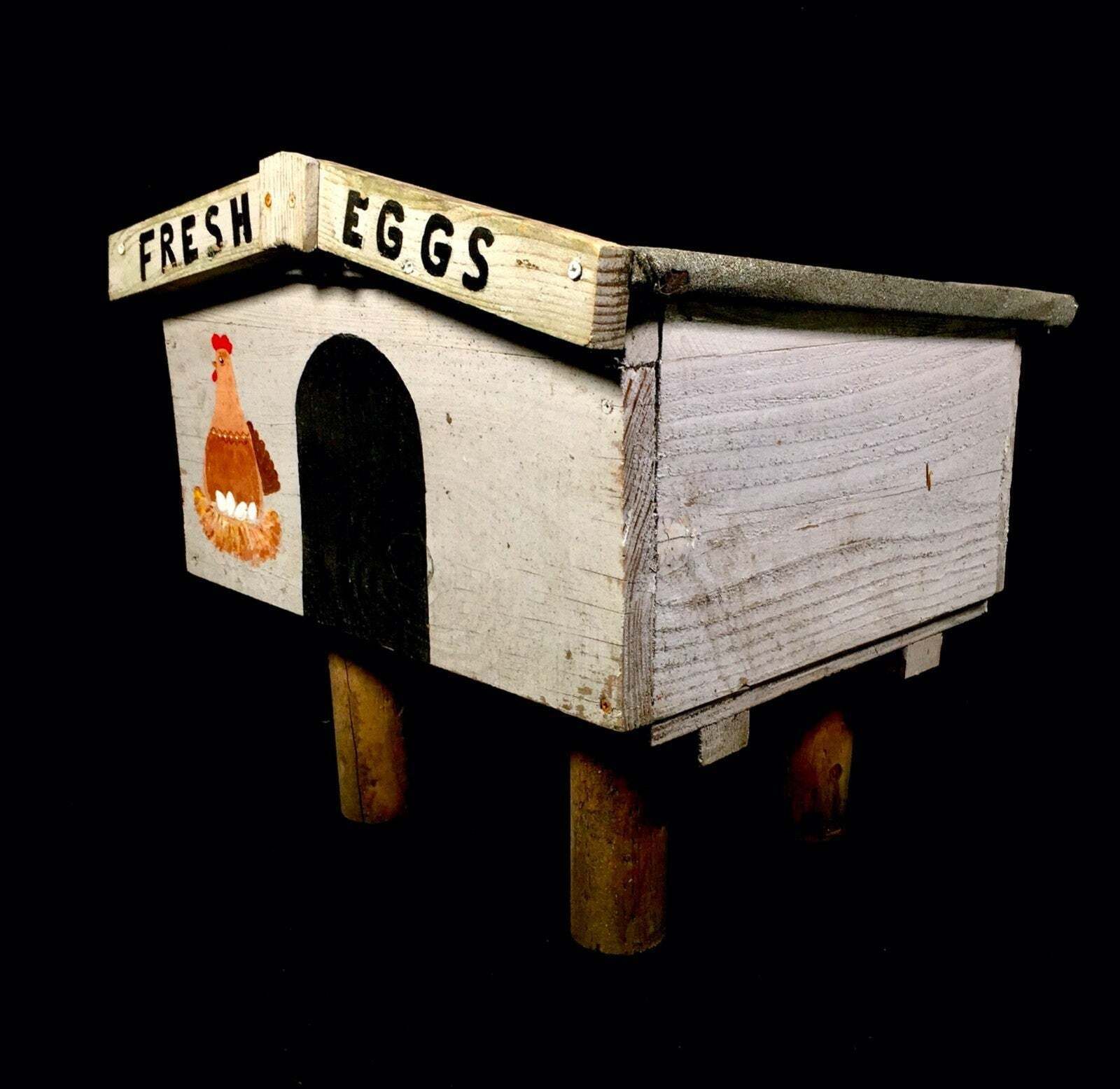 Hand Crafted Rustic Style "Fresh Eggs" For Sale Wooden Storage Box Farmhouse photo 135.0