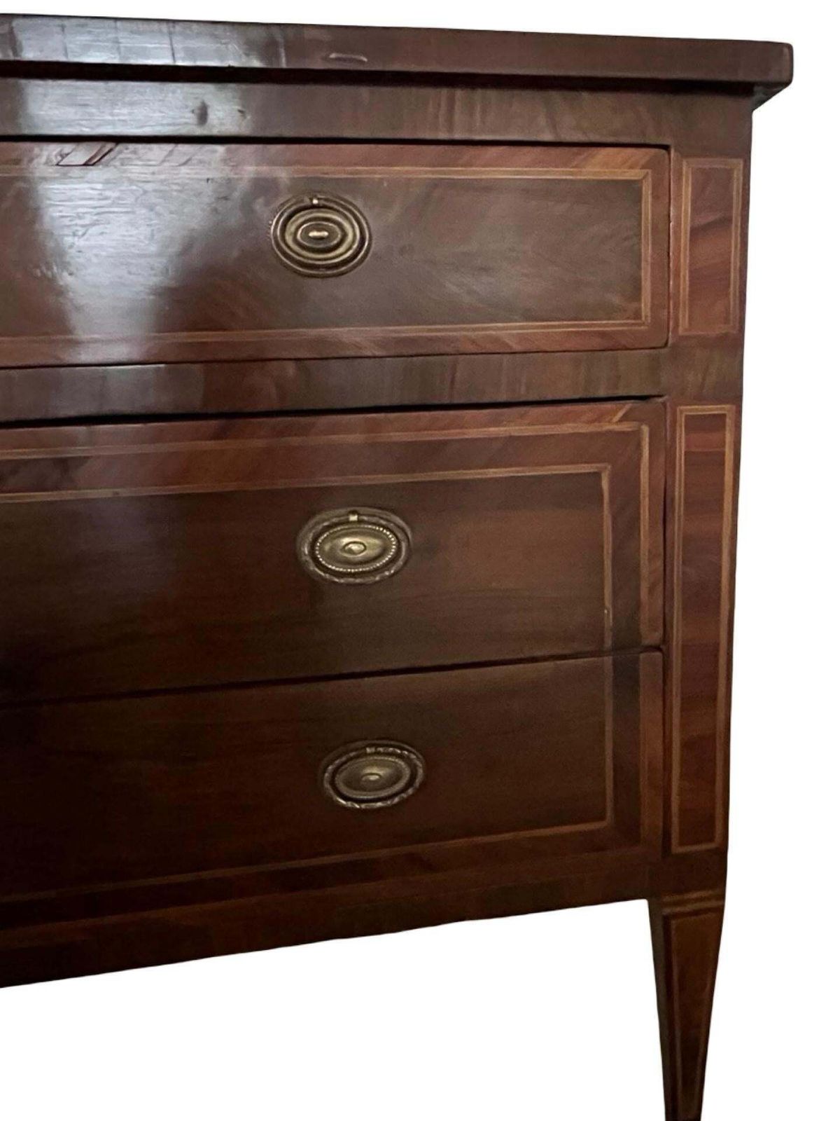 Italian Walnut Neoclassical Commode / Chest Of Drawers With Inlay Design photo vintage