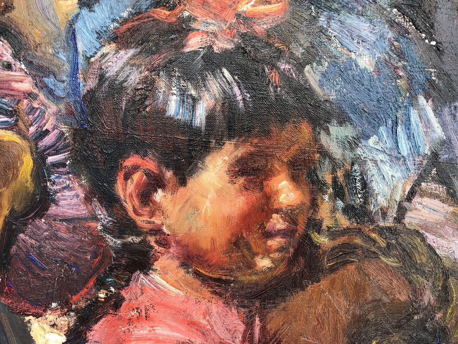 Ignacio Gil Sala Ibiza Market Scene, 1960s – Large Spanish Mediterranean Oil 1960s photo vinterior