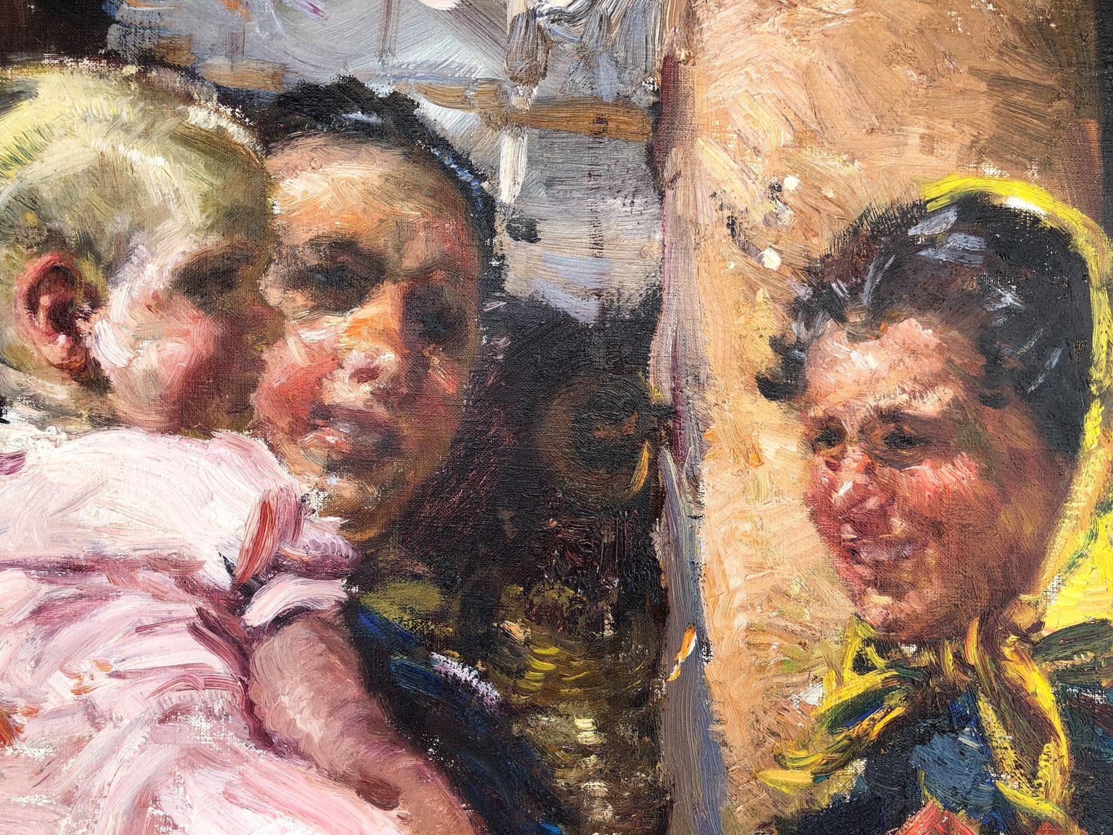 Ignacio Gil Sala Ibiza Market Scene, 1960s – Large Spanish Mediterranean Oil 1960s photo buy