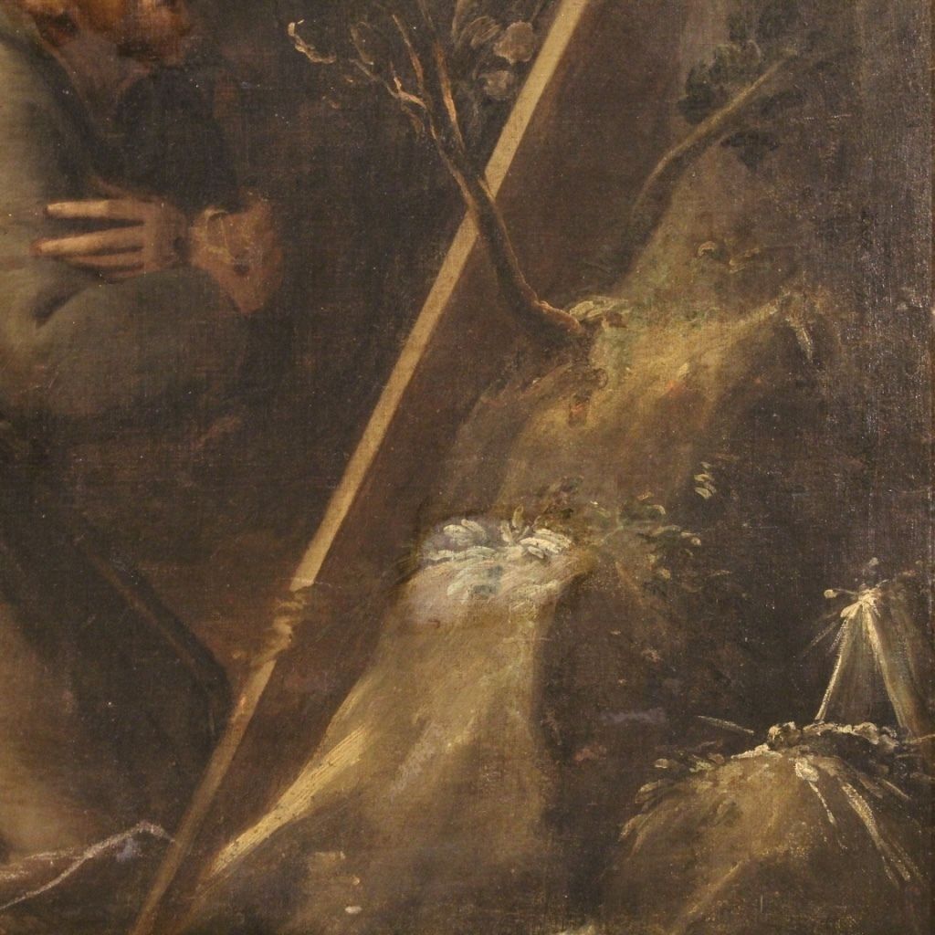 photo for sale Antique Religious Painting From The 18th Century Saint Francis