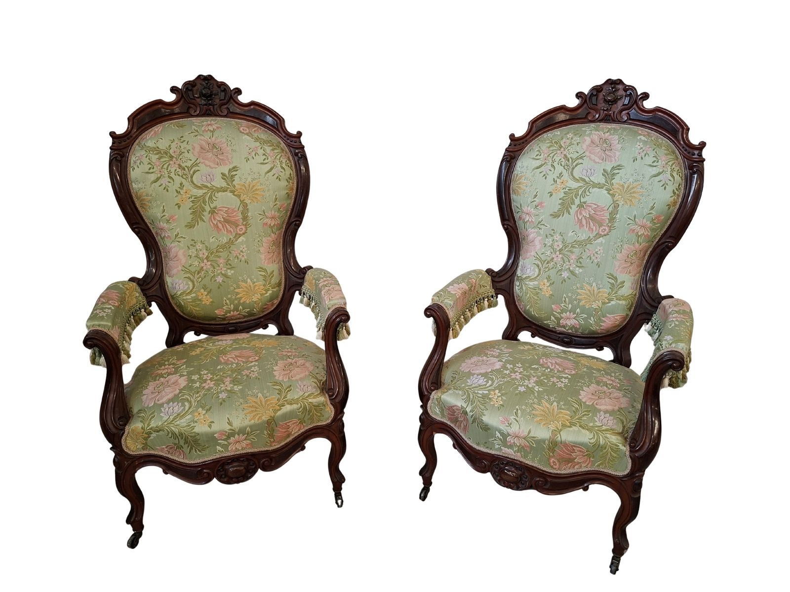 Furniture Coppia Di Poltrone D'epoca "Balloon Back" – Stile Rococò Revival (XIX Sec.) photo