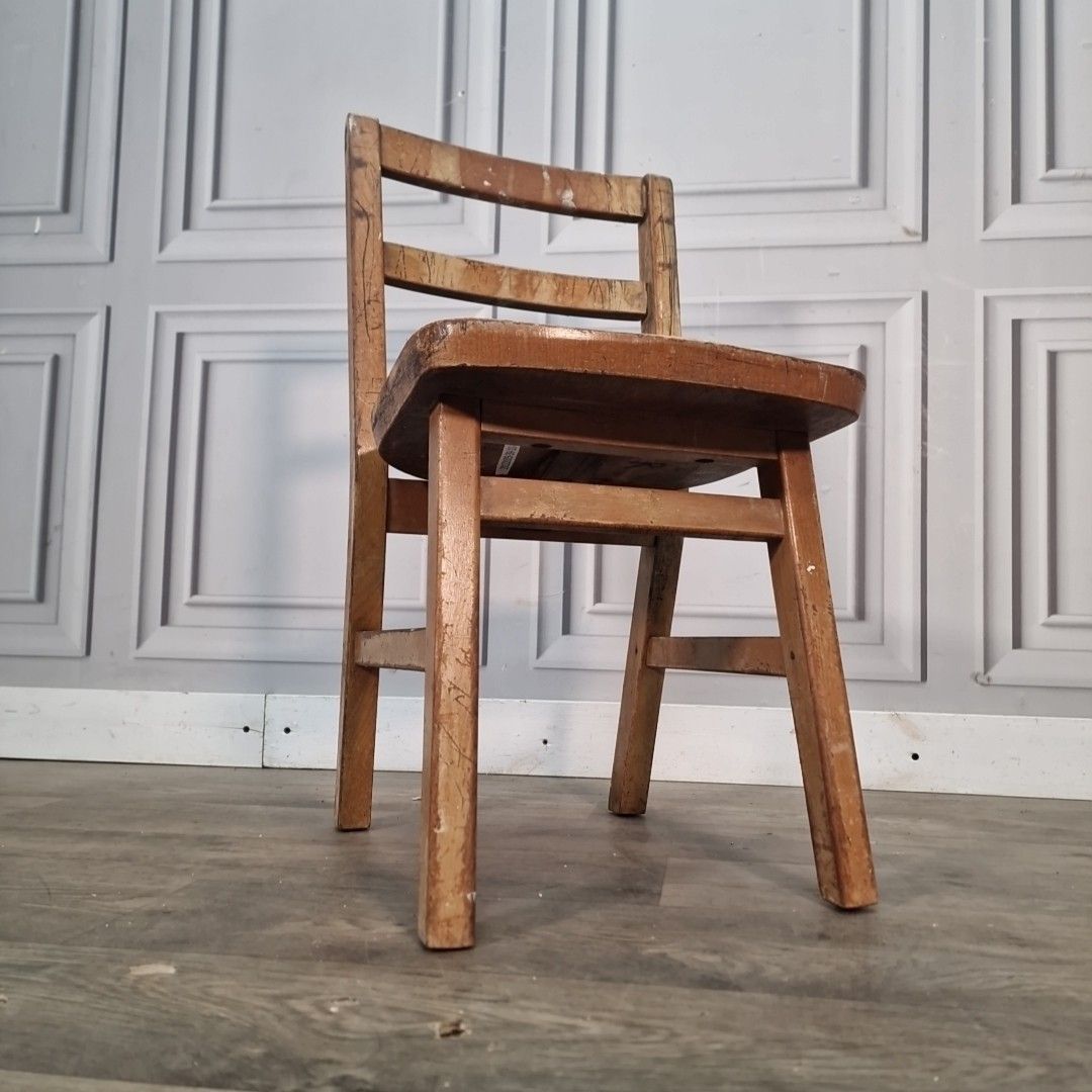 Vintage Wooden School Chair Small Child's Utility Seat Mid Century Retro Mcm photo Furniture
