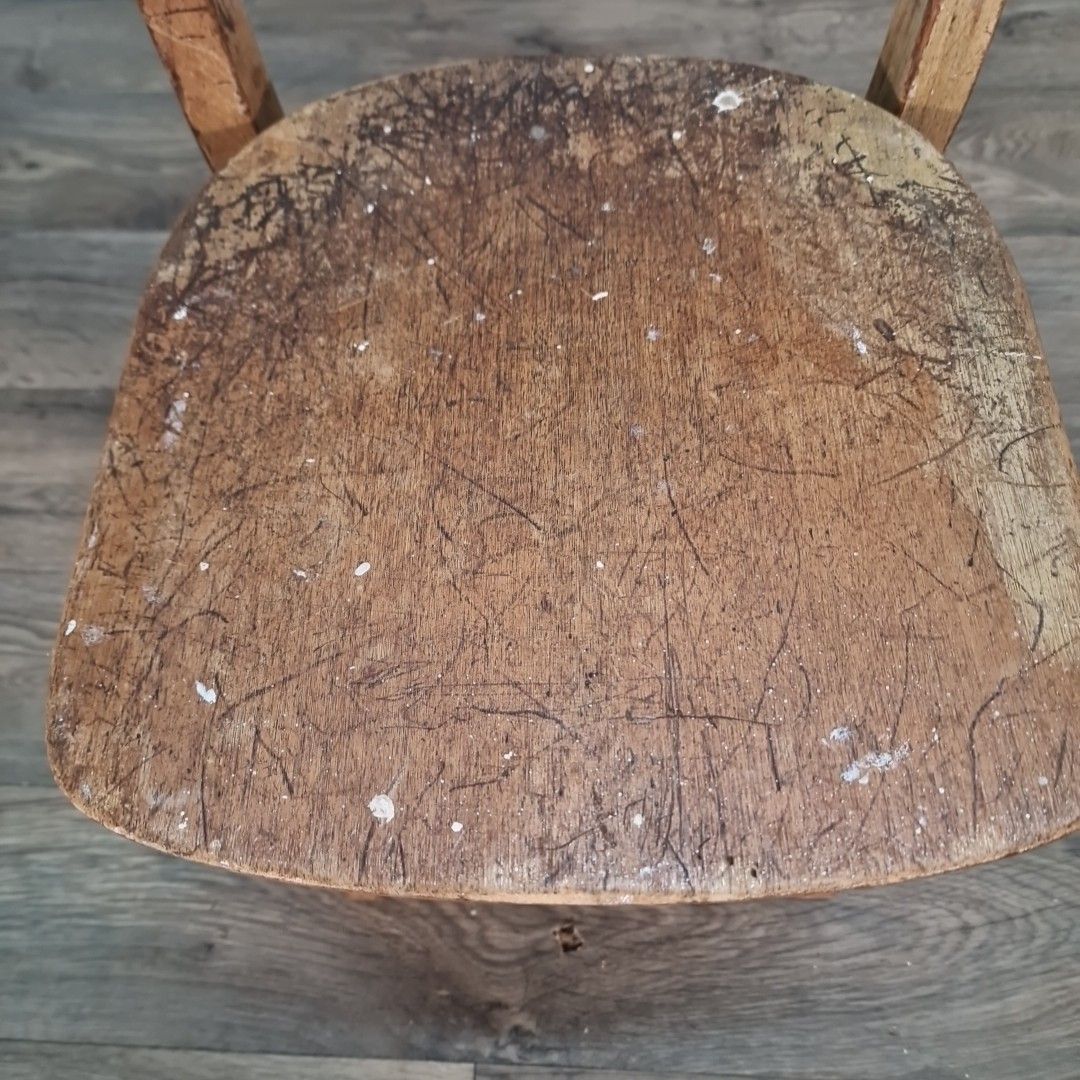 Vintage Wooden School Chair Small Child's Utility Seat Mid Century Retro Mcm photo 55.0