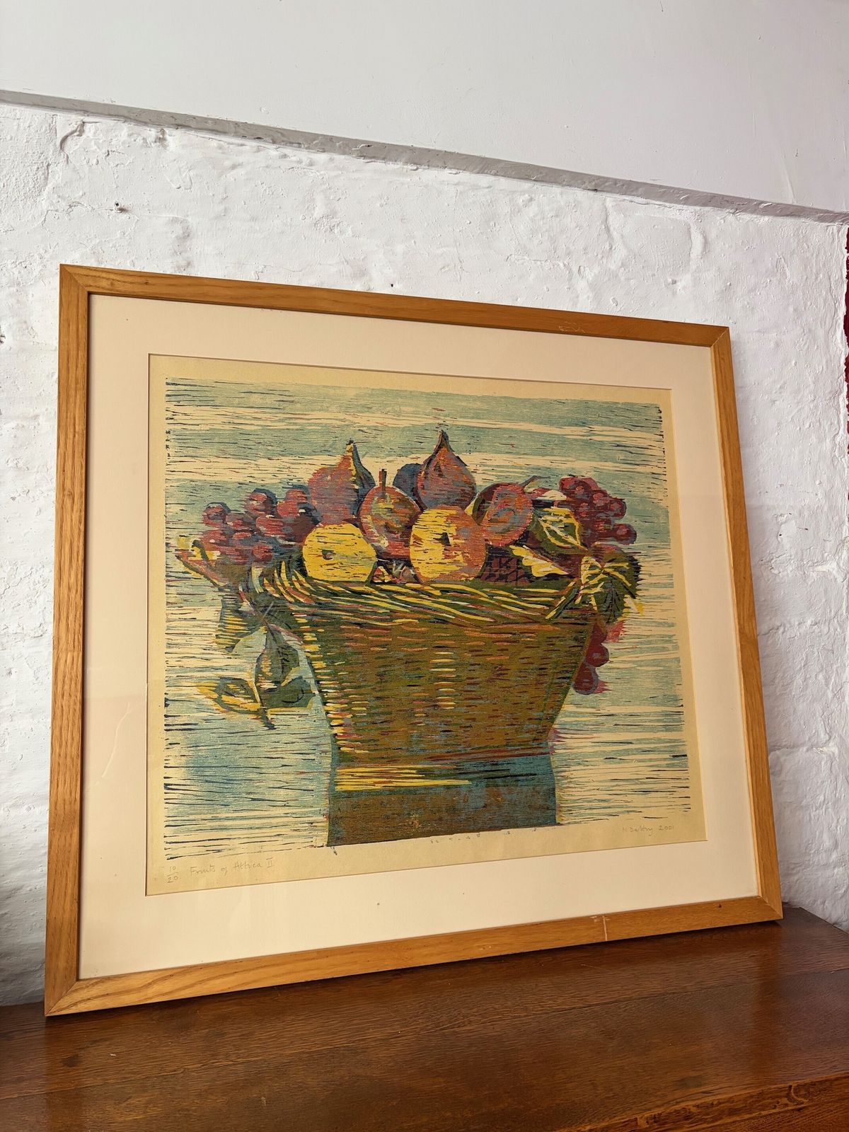 Limited Edition Woodcut Print  "Fruits Of Attica II" By Hilary Daltry Re
