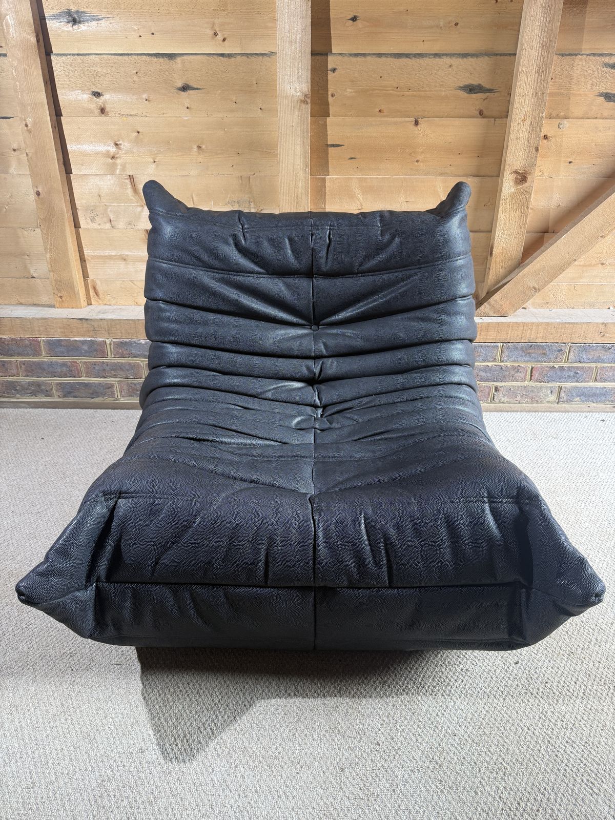 Vintage Ligne Roset Togo Lounge Chair In Black Leather photo furniture