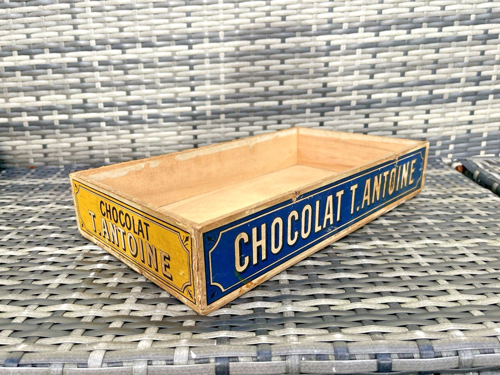 Large Antique C1920 Belgian Chocolate Wooden Counter Shop Display Crate Box Prop photo buy