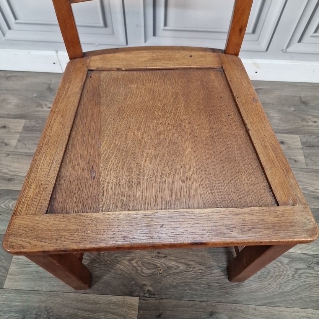 Vintage Oak Dining Chair Solid Wood Ladder Back Mid Century Desk Hall Seat photo Furniture