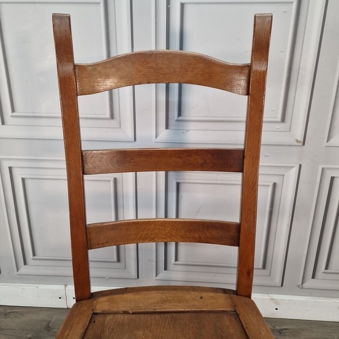 Vintage Oak Dining Chair Solid Wood Ladder Back Mid Century Desk Hall Seat photo buy