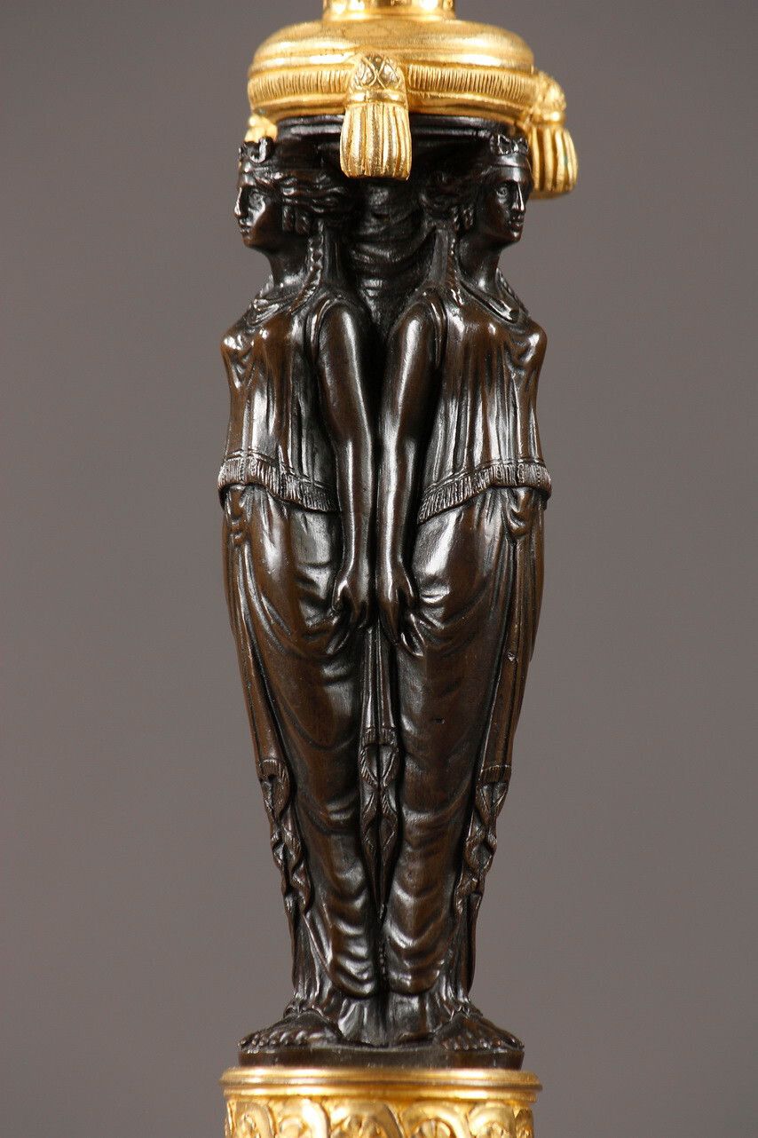 Pair Of Bronze And Marble Candelabra, Directory Period photo Home Decor