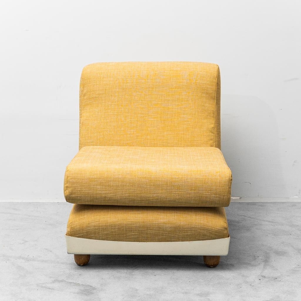 Pair Of Vintage Yellow Fabric Armchairs From The 1970s photo buy