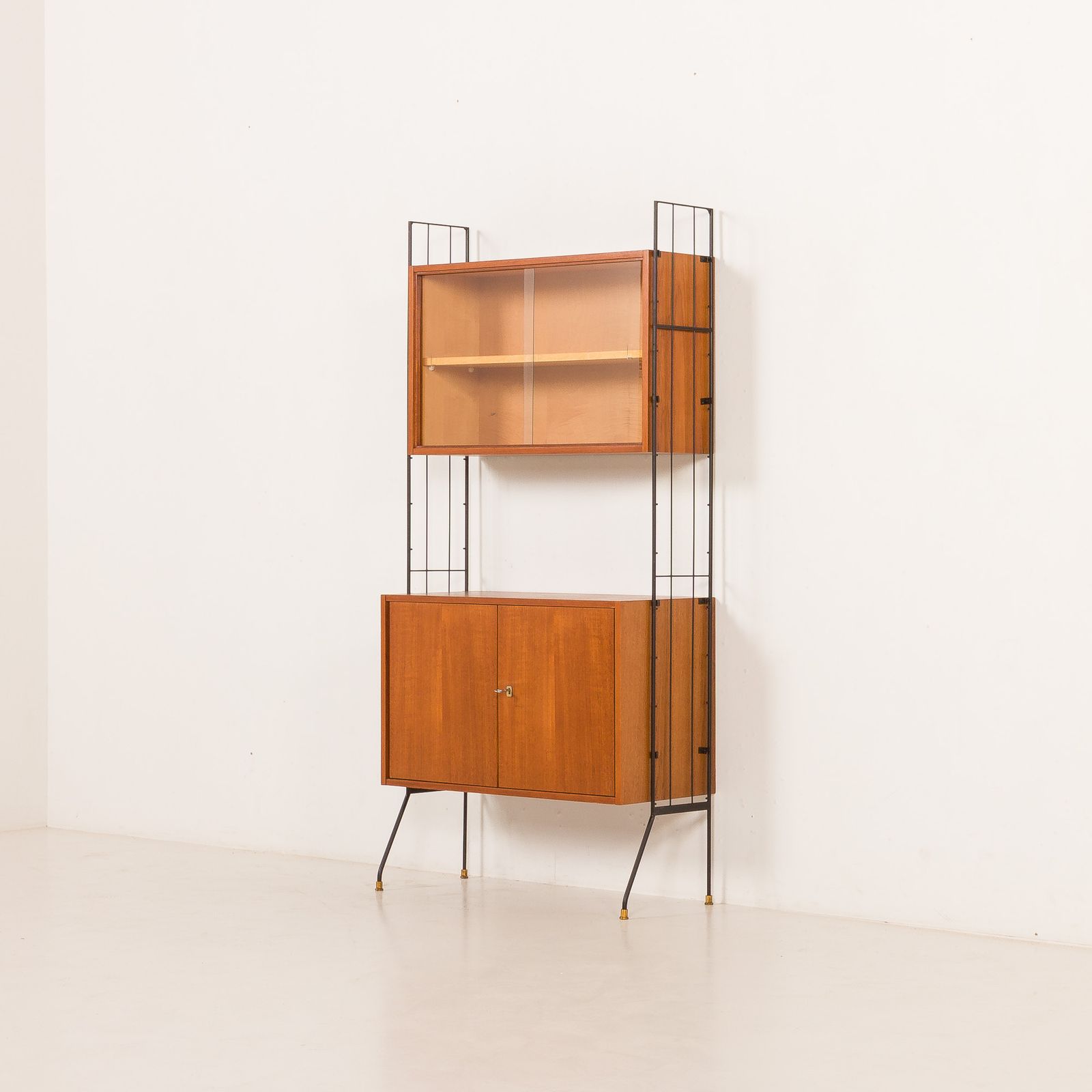 Italian Mid Century Free Standing Wall Unit With A Display Cabinet, 1960s photo Furniture