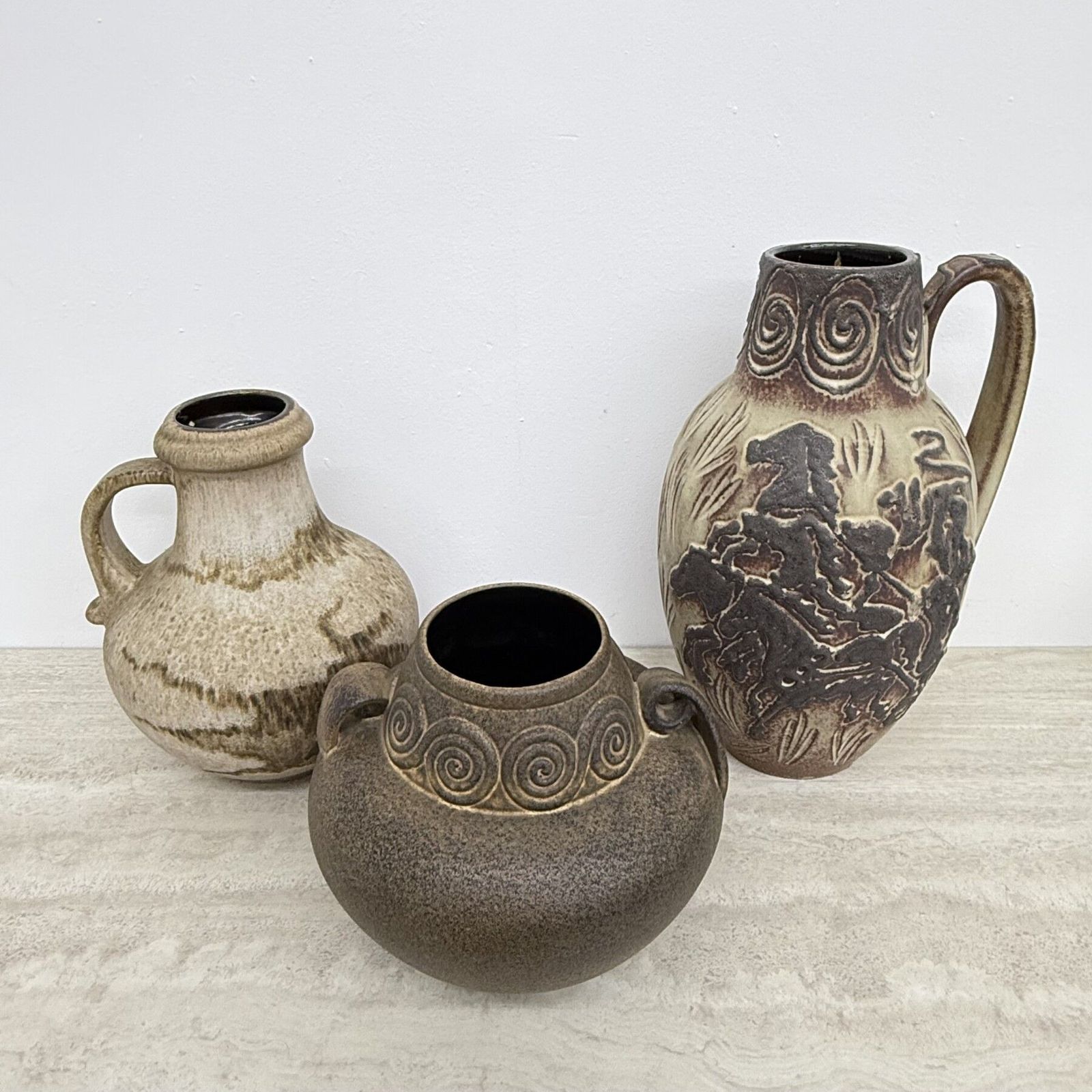 Set Van 3 Keramische Vazen, West Germany, Jaren 1970 photo Woonaccessoires