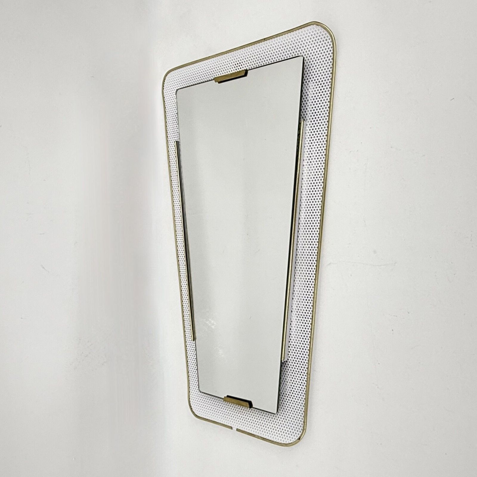 Mid Century Design Geperforeerde Metalen Spiegel, Ca. Jaren 1950 photo for sale
