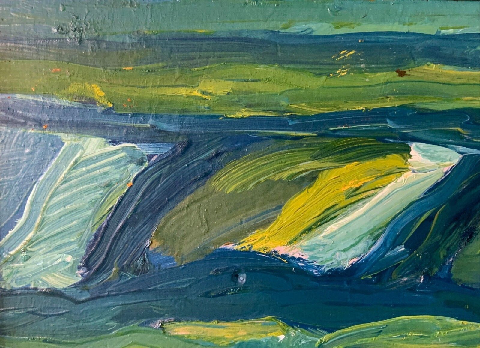 photo furniture Vintage Painting Abstract Modernist Landscape By Thabe Carlson 1971
