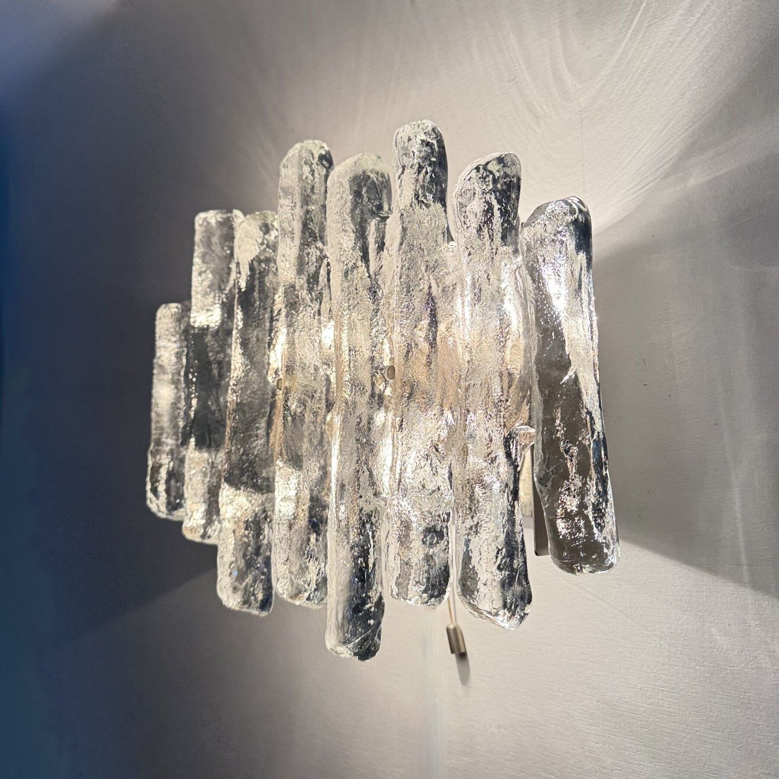 Wall Sconces In Murano Ice Glass And Metal By J.T. Kalmar For Kalmar, 1960s photo for sale