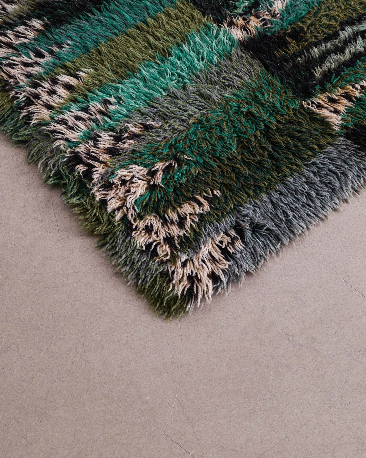 Decorative Swedish Mid Century Green Woven Wool Pine Rug By Marianne Richter, 1960s photo Textiles