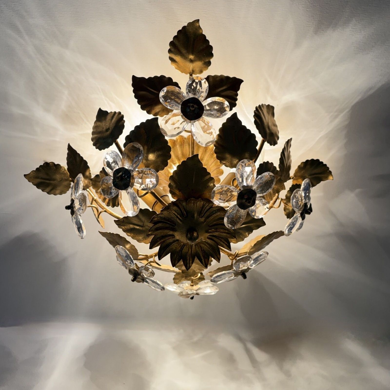 photo buy Mid Century Design Banci Style Ceiling Lamp Crystal Flower , 1970s
