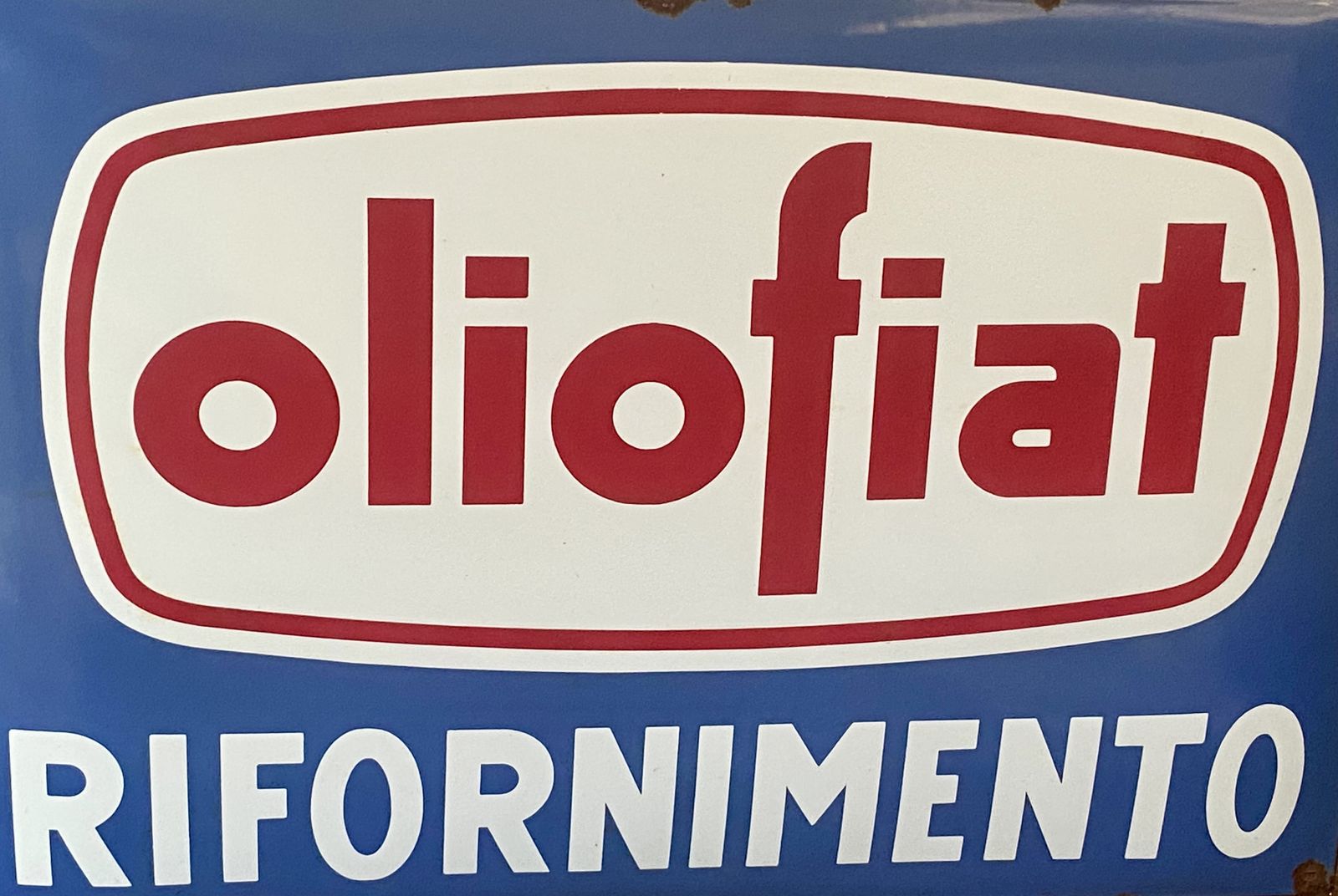 Large Oliofiat Fiat Oil Refueling Enamel Metal Advertising Sign Enamelled Garage Showroom Car Art 500 124 Spider Abarth Dino Lubrificante Rally Racing photo buy