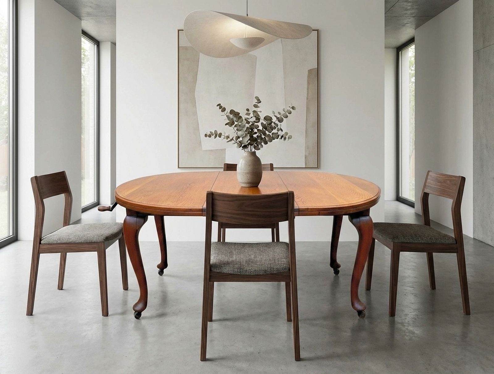photo vintage Victorian Quarter Sawn Tiger Oak Dining Table By Joseph Fitter Seats (4 6)