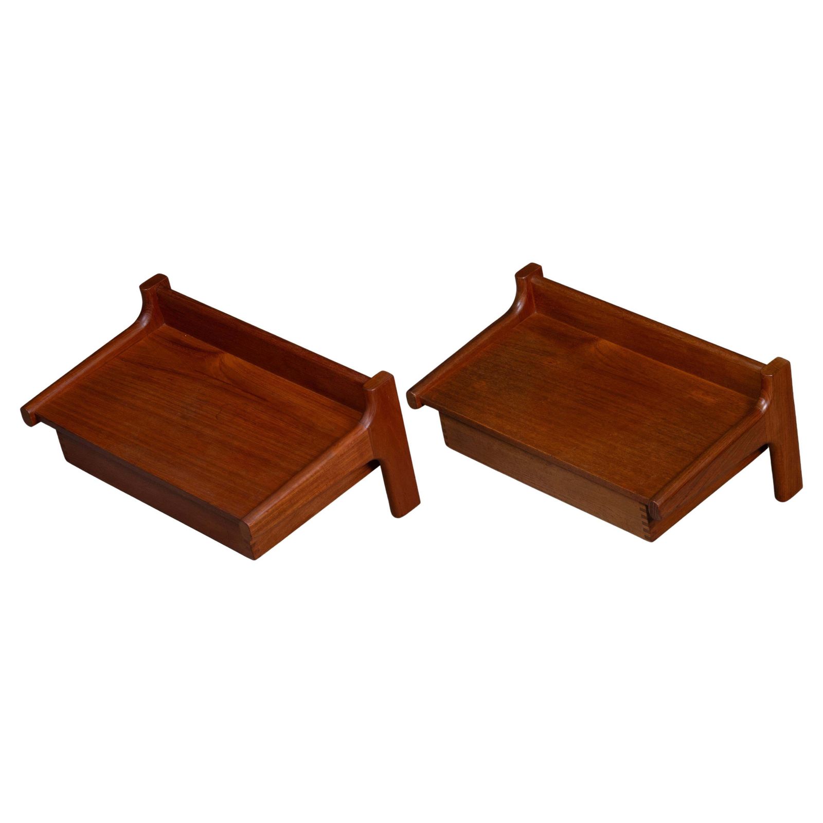 Pair Of Wall Mounted Teak Bedside Tables, Attributed To Børge Mogensen, 1950s