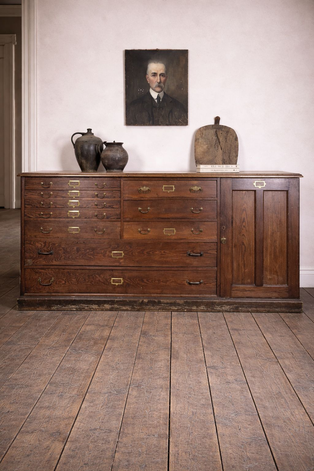 Large Early 1900s Architects Plan Chest Cabinet Kitchen Island photo furniture