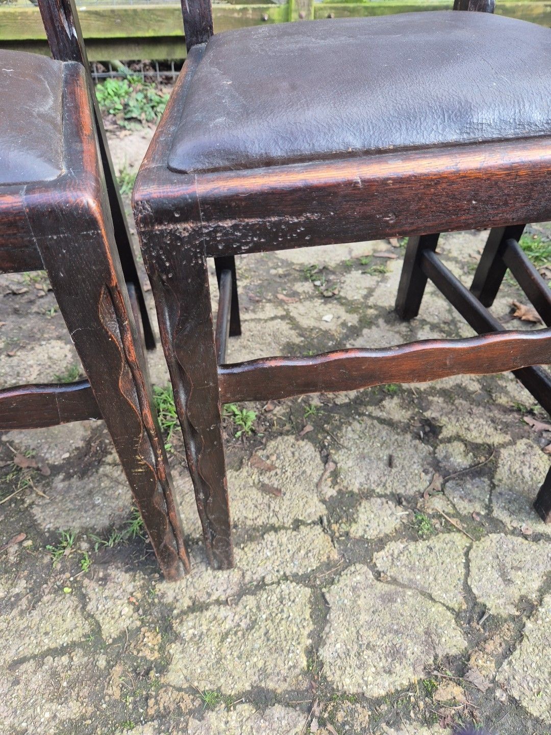 photo vinterior Set Of 6 Antique Oak Dining Chairs Including 2 Carvers