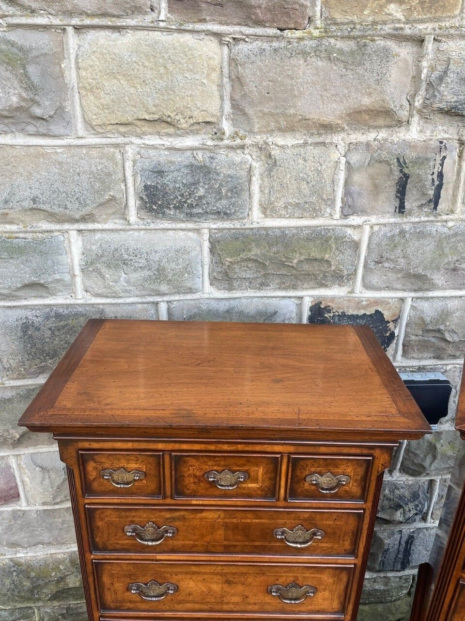 Furniture Pair Quality Inlaid Burr Walnut Tallboys photo