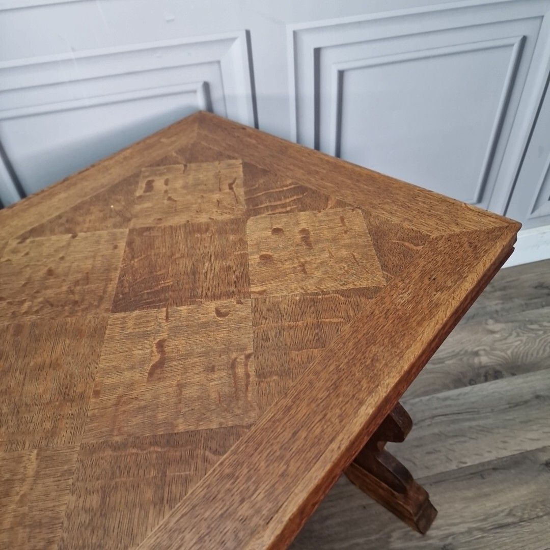 Antique Refectory Side Table Vintage Wooden Carved Arts & Crafts Coffee Wood photo vinterior