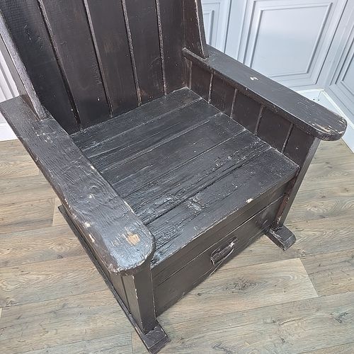 Antique Style Lambing Chair Seat Rustic Vintage Solid Wooden Reclaimed Welsh photo Furniture