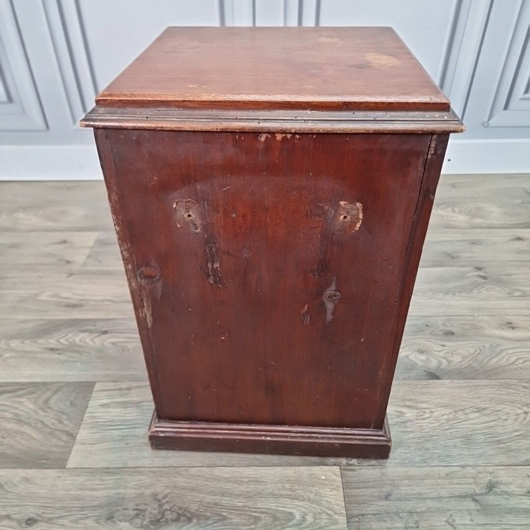 Furniture Antique Bedside Table Coal Scuttle Cabinet Wooden Purdonium Edwardian photo