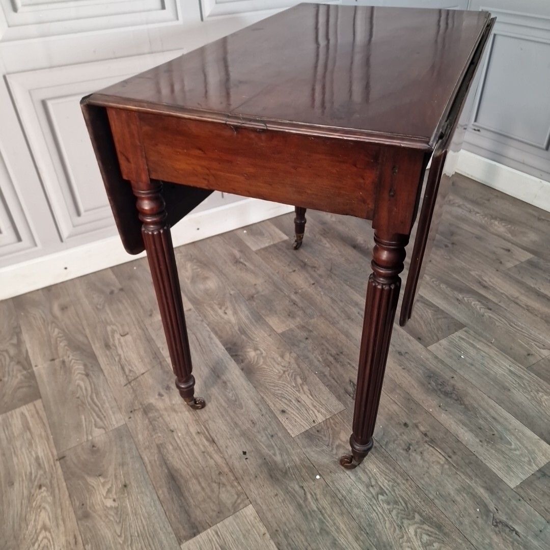 photo buy Antique Pembroke Table Solid Wood Drop Leaf Turn Leg Sofa Dining Mahogany