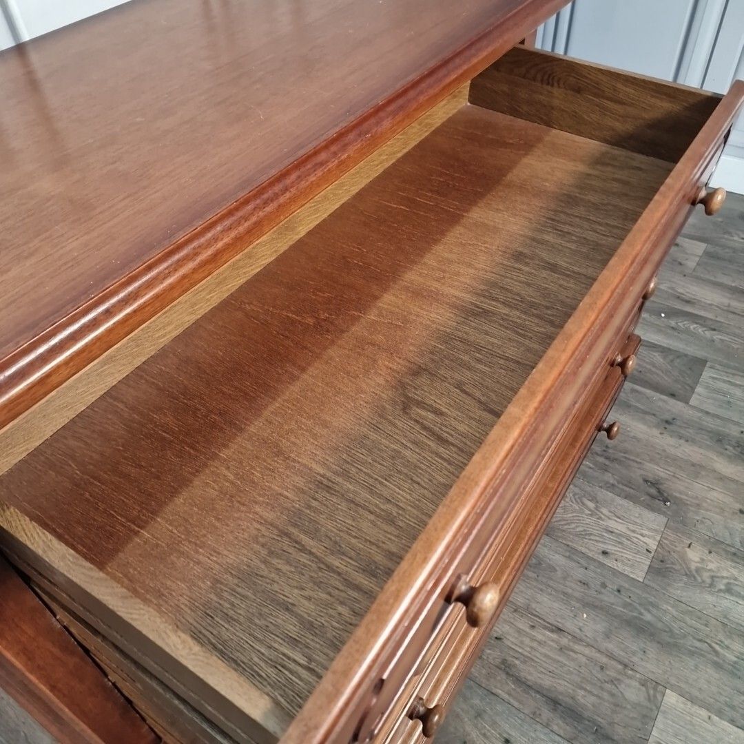 photo vintage Vintage Chest Of Drawers Mid Century Danish Sideboard Cabinet Solid Wooden