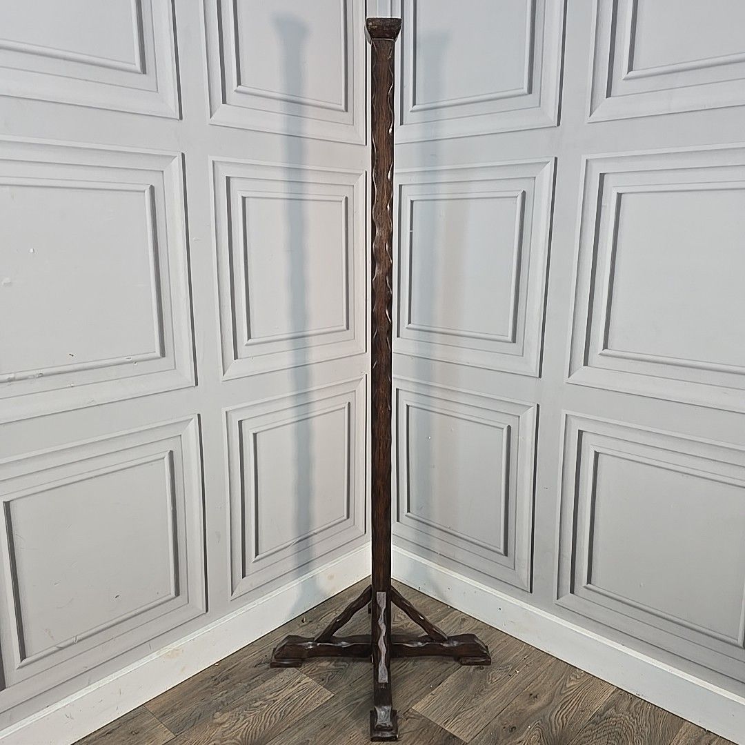 Antique Wood Standard Lamp Gothic Revival Arts & Crafts Floor Light For Rewiring photo Lighting