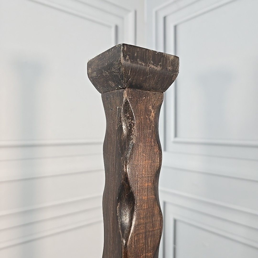 photo for sale Antique Wood Standard Lamp Gothic Revival Arts & Crafts Floor Light For Rewiring