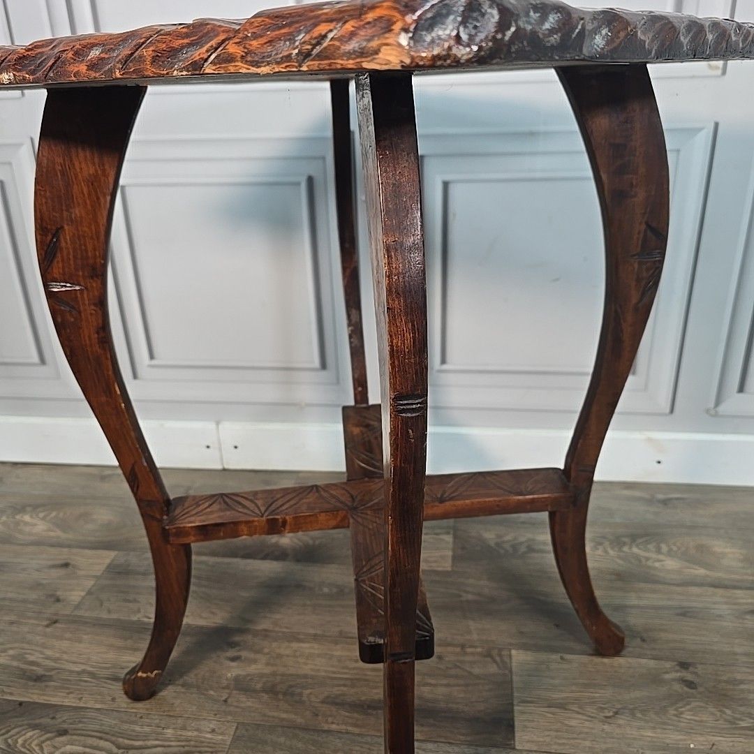 190.0 Antique Lamp Table Liberty Style Carved Arts & Crafts Plant Stand Side Wooden photo