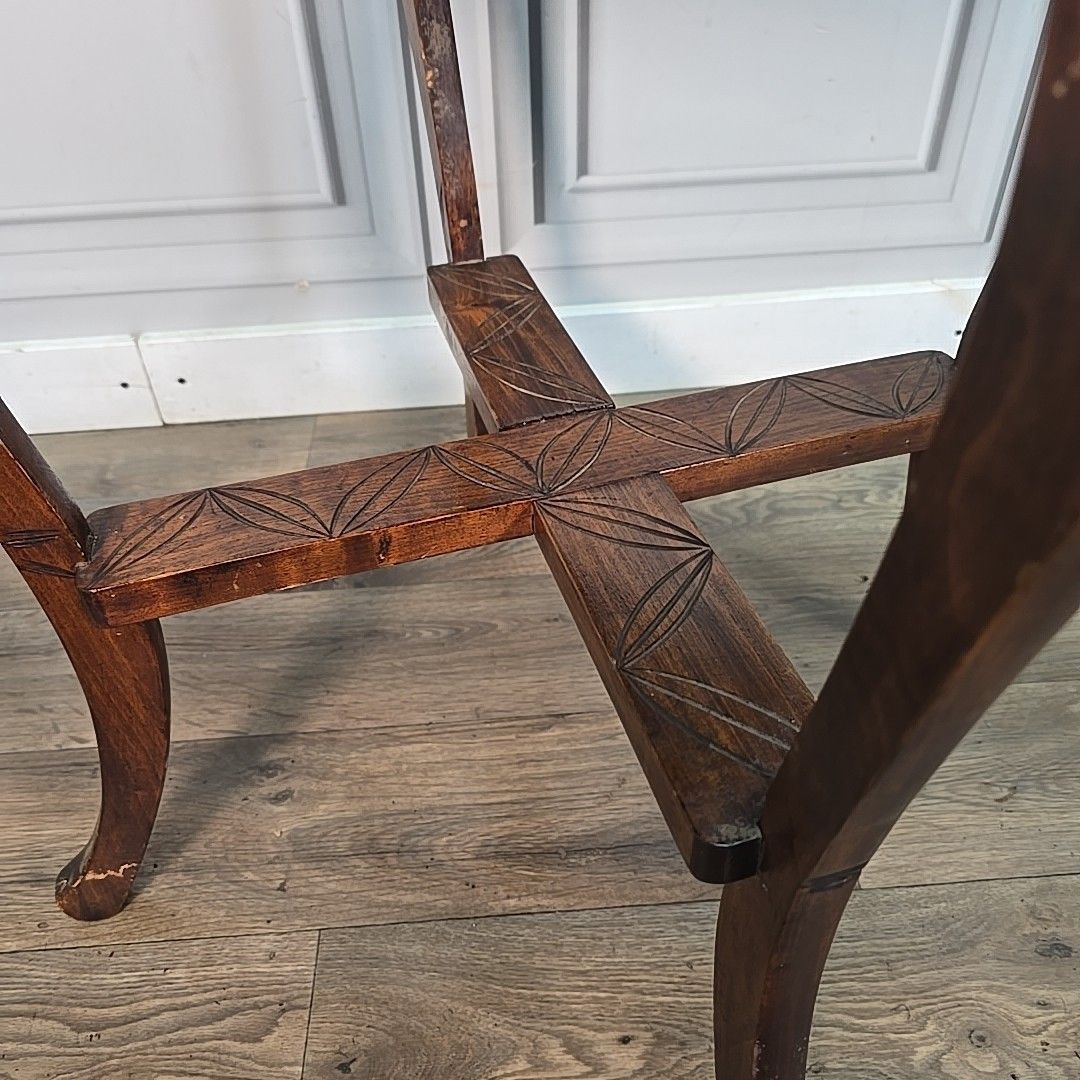photo vinterior Antique Lamp Table Liberty Style Carved Arts & Crafts Plant Stand Side Wooden