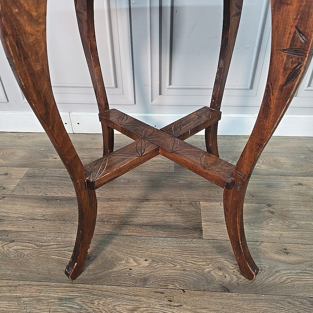 photo buy Antique Lamp Table Liberty Style Carved Arts & Crafts Plant Stand Side Wooden