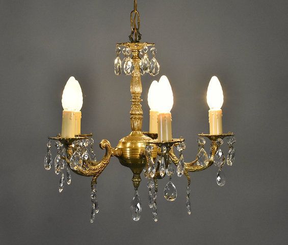 French Antique Gilt Brass And Cut Glass Chandelier photo furniture