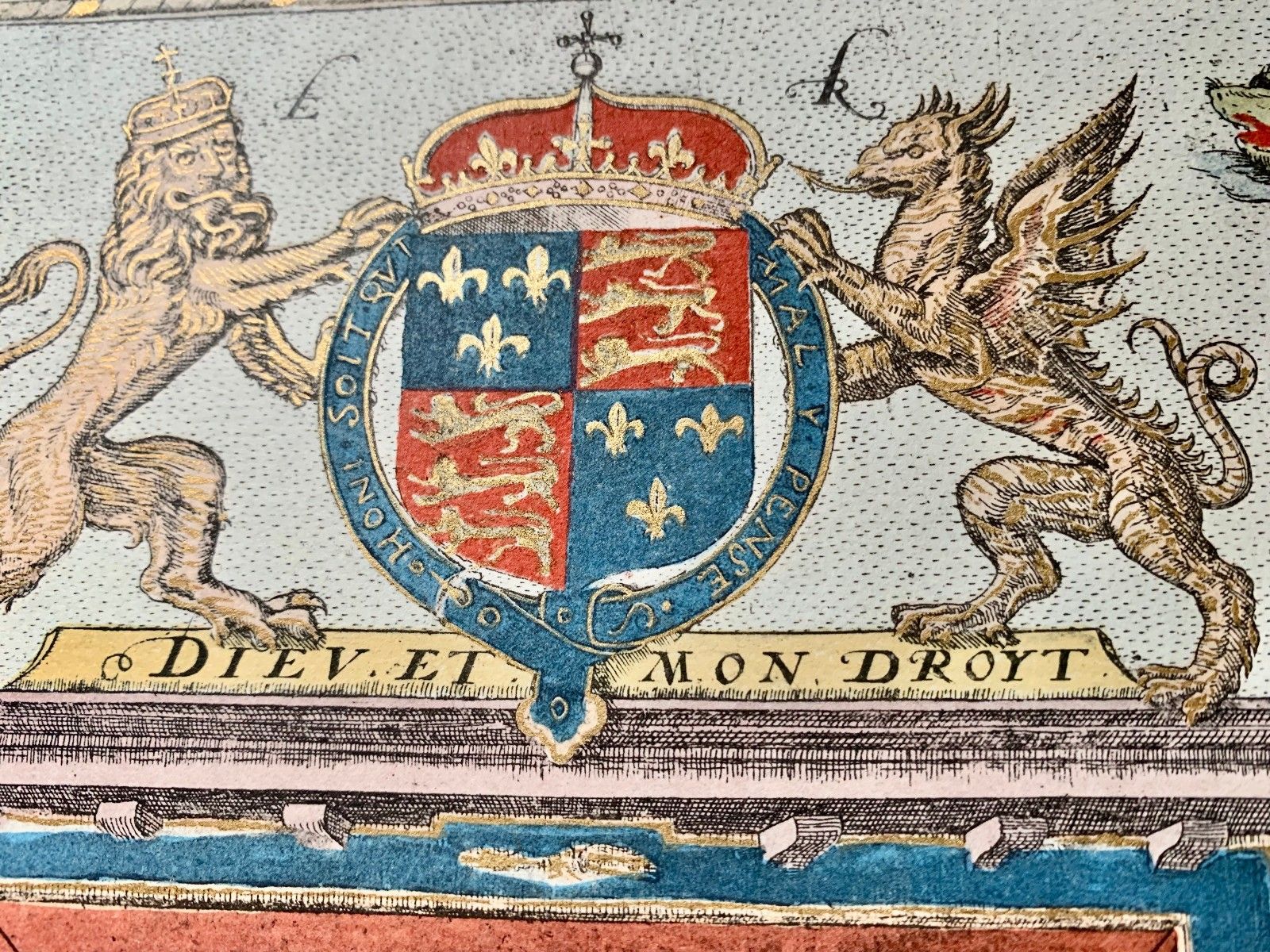 Antique Saxton Map Of Cornwall 1576 British Museum Gilded Hand Coloured Large photo 195.0