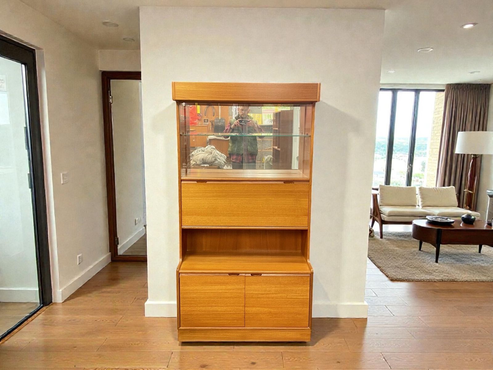Mid Century Vintage Teak Bar Light Drinks Display Cabinet Turnidge Of London