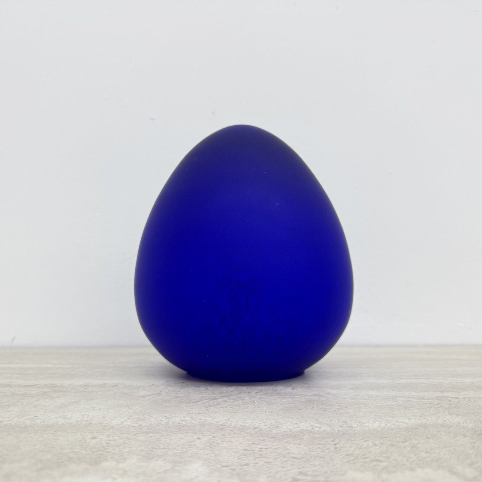 Mid Century Design Tafelamp Van Blauw Glas In Eivorm, Jaren 1970